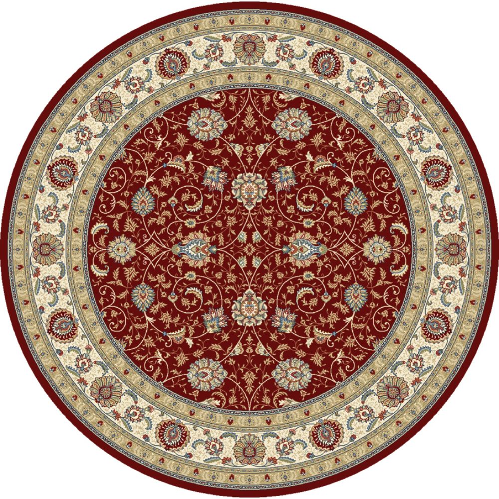 Dynamic Rugs 57120-1464 Ancient Garden 5.3 Ft. X 5.3 Ft. Round Rug in Red/Ivory